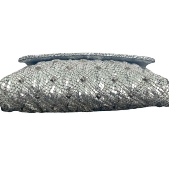 Marc Jacobs Quilted Leather Snakeskin Animal Print Embossed Studded Silver Bag - Picture 5 of 12